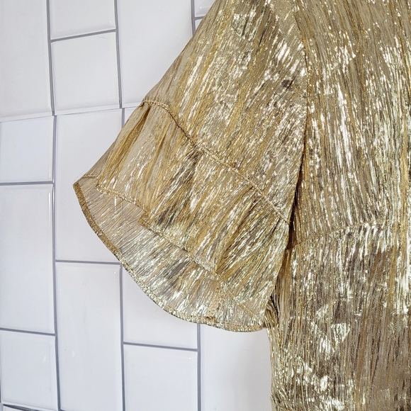 COLLECTIVE THE LABEL  Faux Front Wrap Dress Short Sleeve Ruffle Hem Deta… - Picture 4 of 7